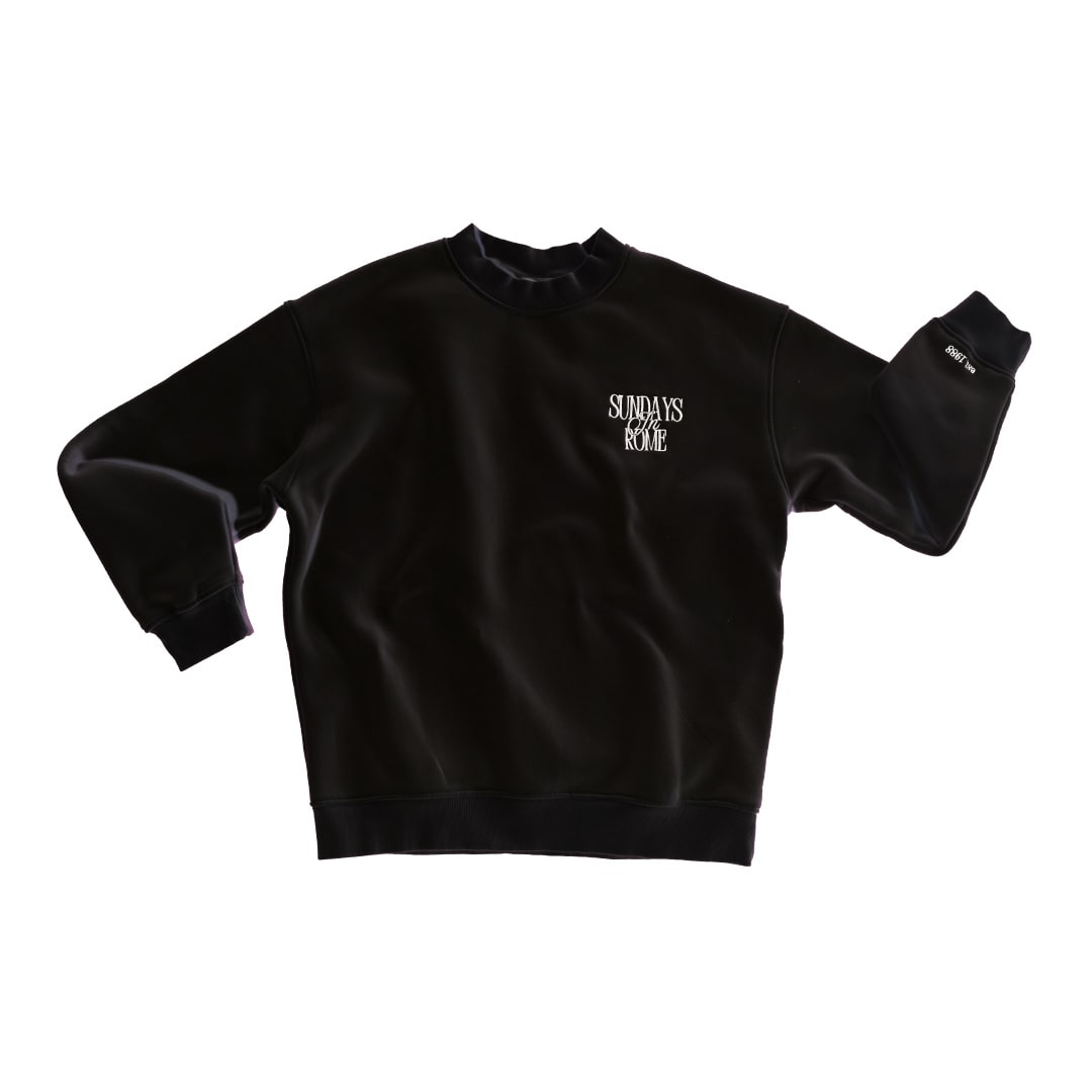 Sundays in Rome Black Crewneck Sweatshirt