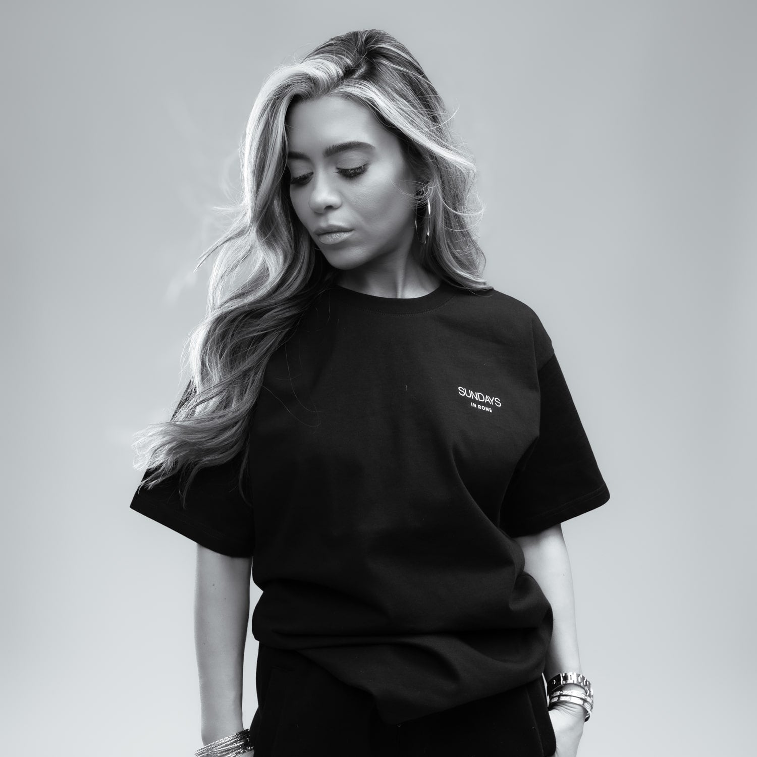 Sunday in Rome Black Classic Crew Tee