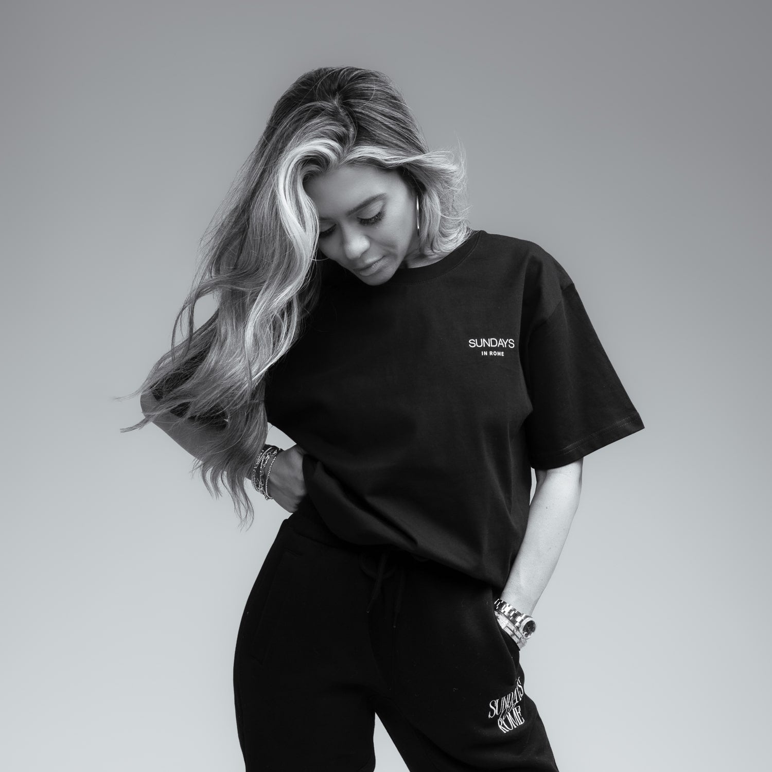 Sunday in Rome Black Classic Crew Tee