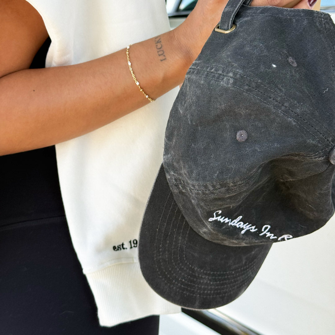 Marble Onyx Strapback Dad Hat - Black Washed