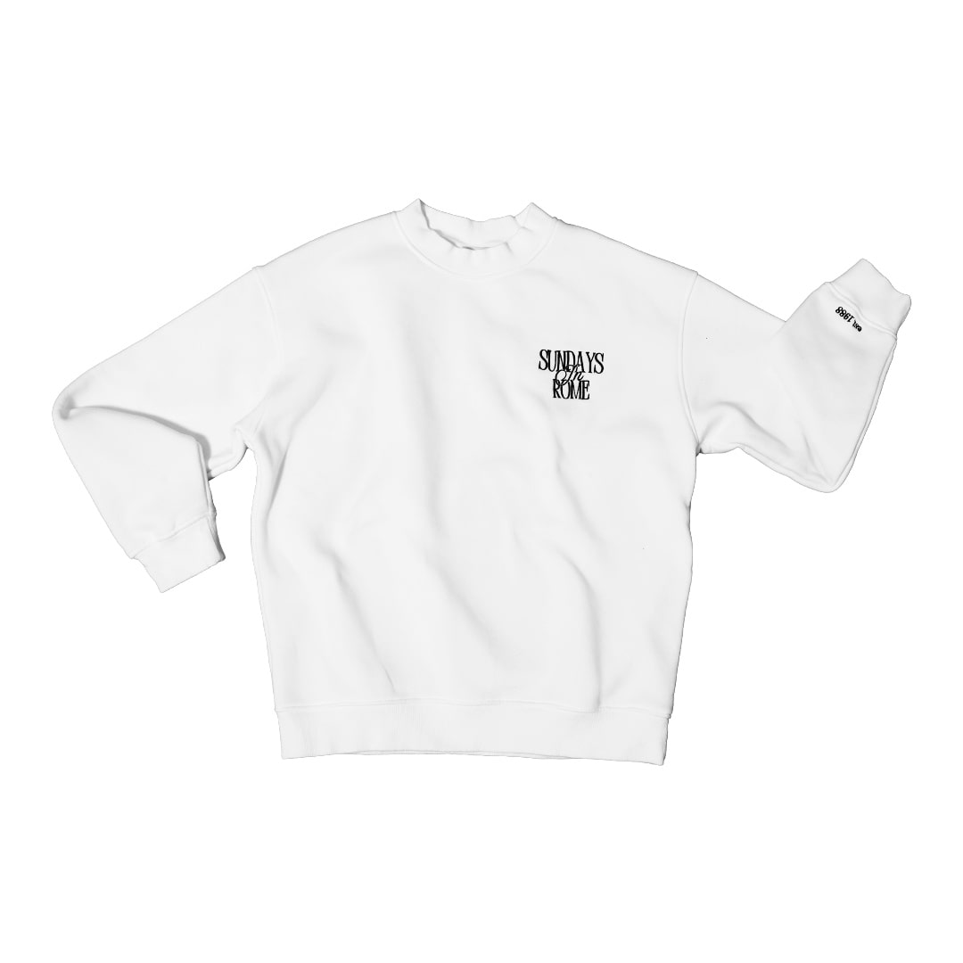 Sundays in Rome White Crewneck Sweatshirt
