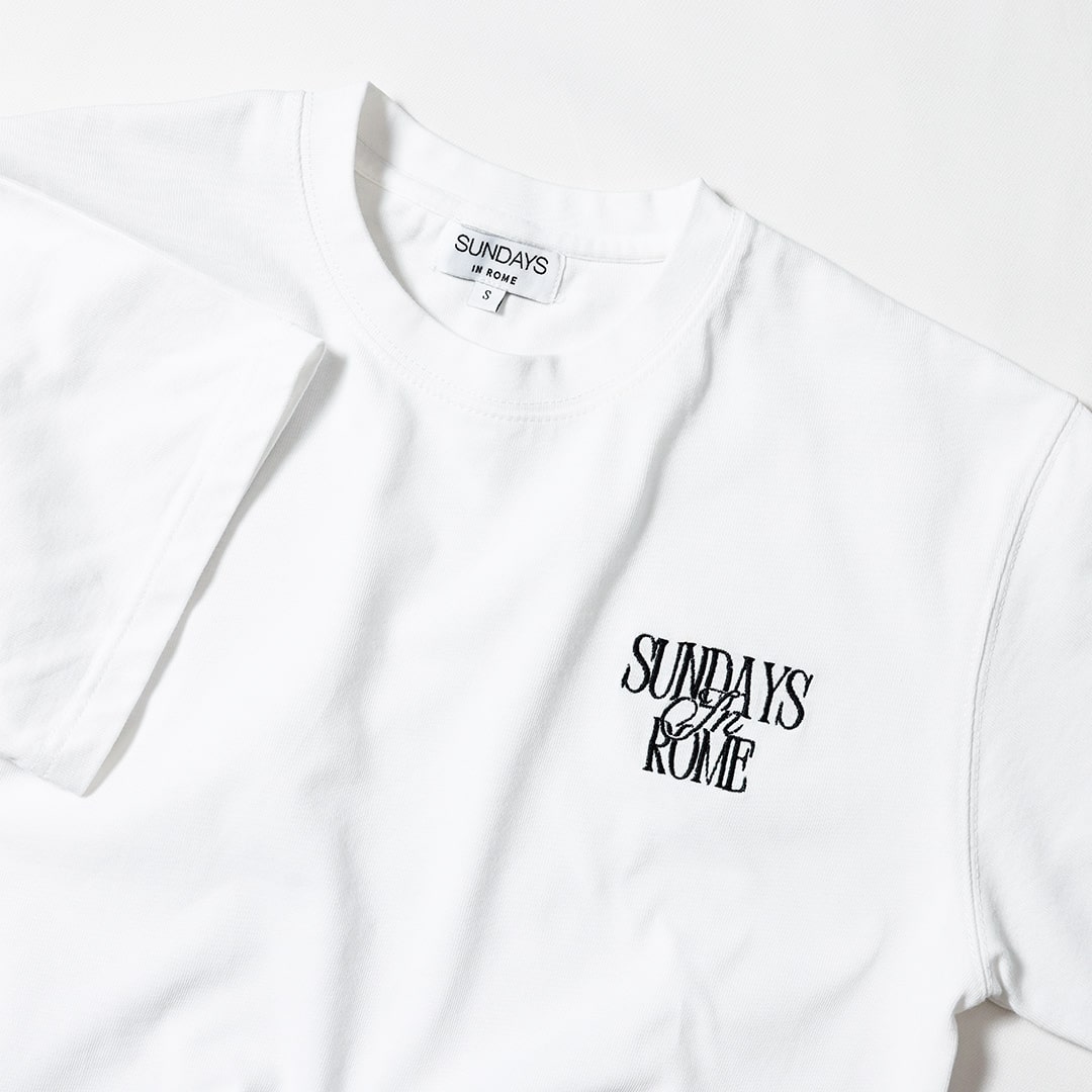 Sunday in Rome White Classic Crew Tee - Embroidered
