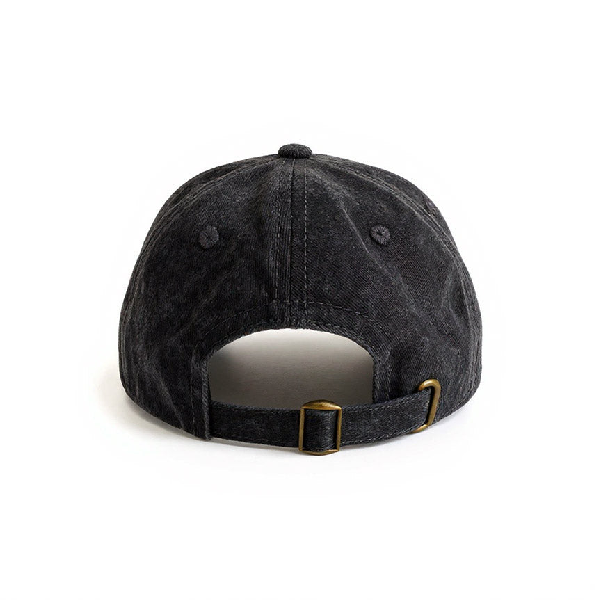 Marble Onyx Strapback Dad Hat - Black Washed